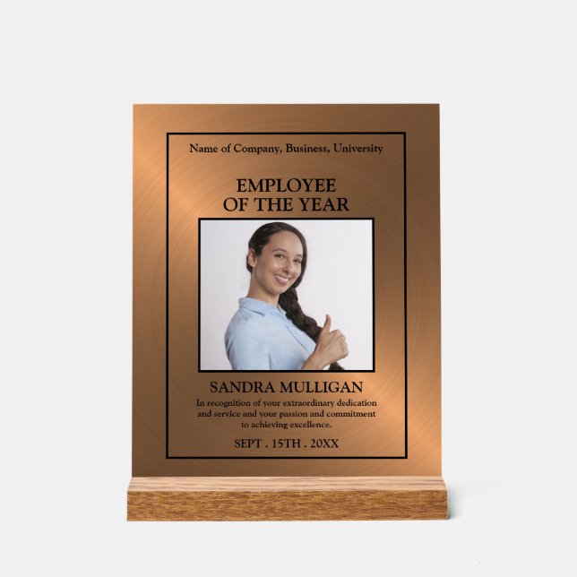 Rose Gold/Personalised Photo - Employee Award (Recto)