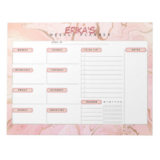 Rose Gold Personalisiert Weekly Planner Notizblock