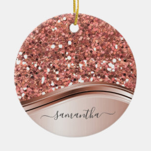 Rose Gold Personalisierter handgeschriebener Glitz Keramik Ornament