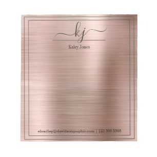 Rose Gold Personalisierter Name vom Schreibtisch Notizblock