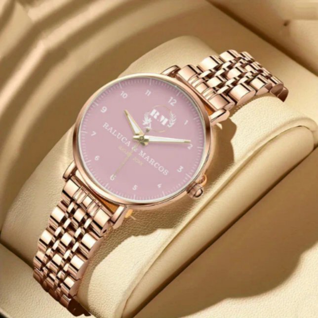 Rose Gold Personalized Elegant Custom Pink Dial fo Armbanduhr (Von Creator hochgeladen)