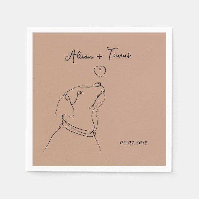 Rose Gold Pet Doodle Verlobung Hochzeitsvorlage Serviette (Vorderseite)