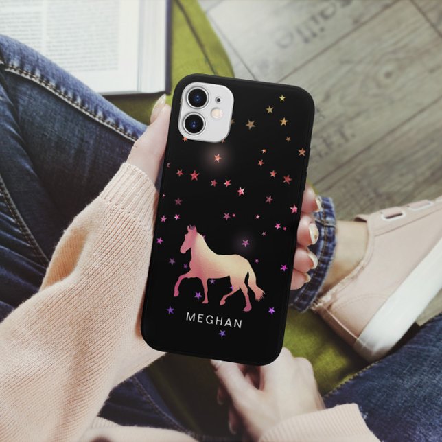 Rose Gold Pferde Stars Monogram Phone Case (Von Creator hochgeladen)