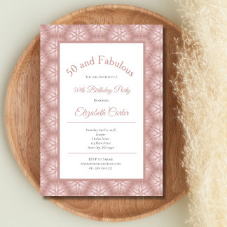 Rose Gold Pink 50 Fantastische Einladung zum Gebur