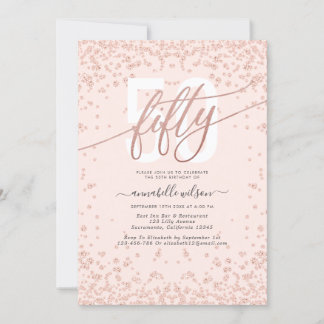 Rose Gold & Pink 50. Geburtstagsparty Einladung