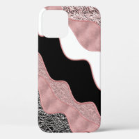 Rose Gold Pink Abstrakt Wave Moderner Glam Trendy