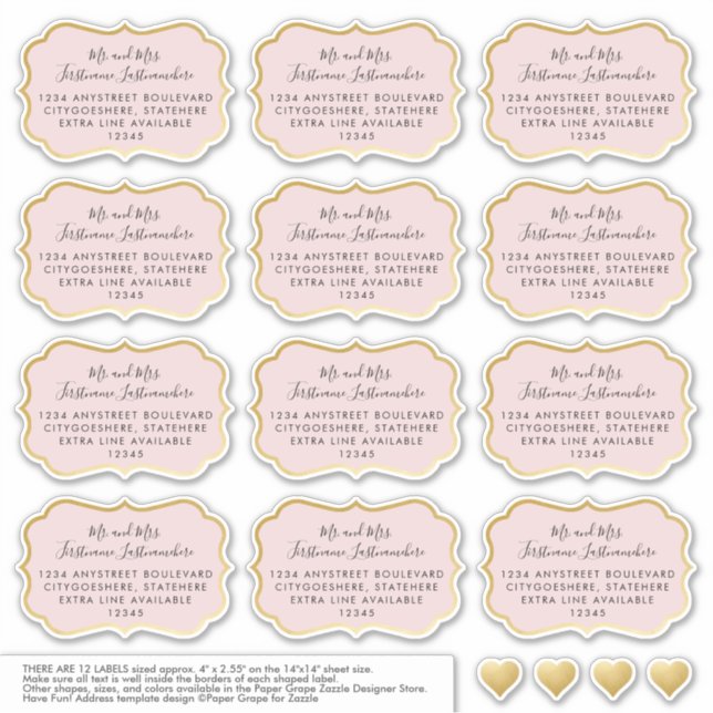 Rose Gold Pink-Adressenkleber-Form Aufkleber (Vorderseite)