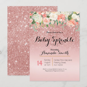Rose Gold Pink Baby Invitation à saupoudrer