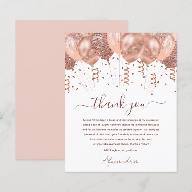 Rose Gold Pink Balloons 13. Geburtstagsparty (Vorne/Hinten)