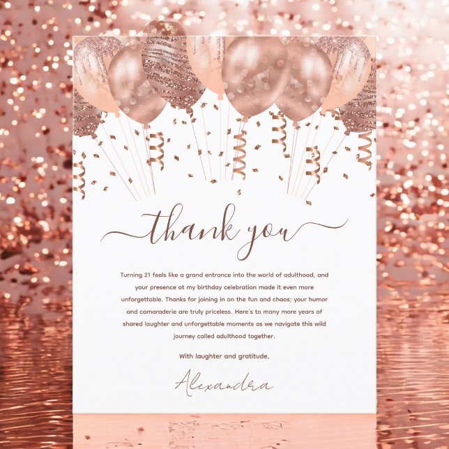 Rose Gold Pink Balloons 21. Geburtstag Party Flyer (Von Creator hochgeladen)