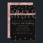 Rose Gold Pink & Black Modern Glam Sweet 16 Party Einladung<br><div class="desc">Anpassen für jedes Ereignis.</div>