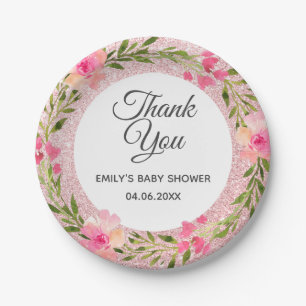 Rose Gold Pink Blumenstrauß Danke Baby Dusche Pappteller