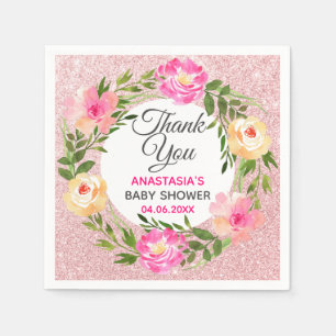Rose Gold Pink Blumenstrauß Danke Baby Dusche Serviette