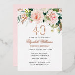 Rose Gold Pink Blush 40. Geburtstagsfoil Einladung<br><div class="desc">Hübschere 40. Geburtstagseinladungen im Kleinen Bayleigh Store!</div>