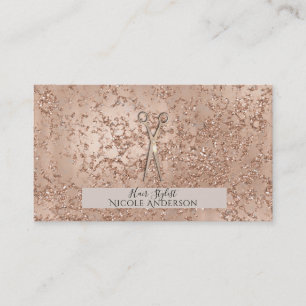 Rose Gold Pink Crackle Sparkle Schere Stylist Visitenkarte