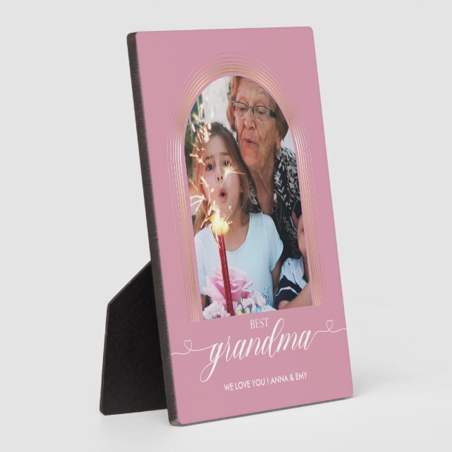 Rose Gold Pink Elegant GRANDMA Geschenke Custom Fotoplatte (Seite)