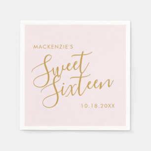 Rose Gold Pink Elegant Sweet 16 Personalisierter N Serviette