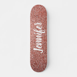 Rose Gold Pink Falsch Glitter Personalized Skateboard