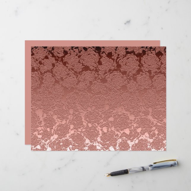 Rose Gold Pink Floral Sukkulentes Muster Metallic (Vorderseite/Rückseite Beispiel)