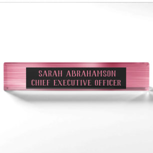 Rose Gold Pink Foil Glam Schreibtisch Namensschild Namensplakette