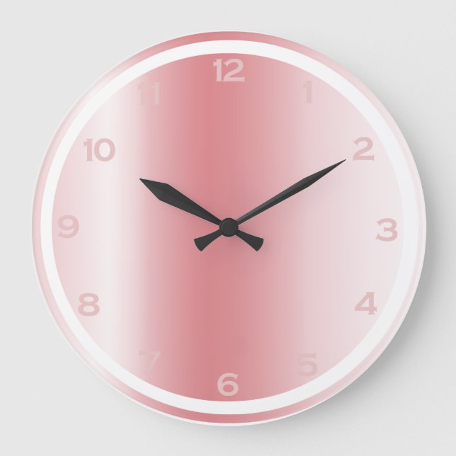 Rose Gold Pink Foil Metallic Look Girly Decor Große Wanduhr (Vorderseite)