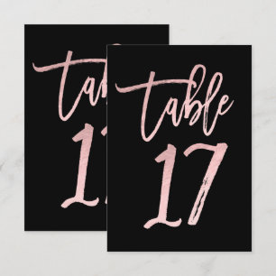 Rose Gold Pink Foil Moderne Script Tischnummer 17