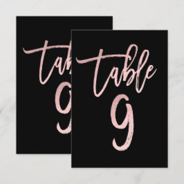 Rose Gold Pink Foil Moderne Script Tischnummer 9