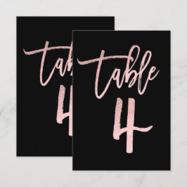 Rose Gold Pink Foil Modernes Script Tischnummer 4