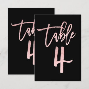 Rose Gold Pink Folie Moderne Schrift Tisch Nummer  Einladung