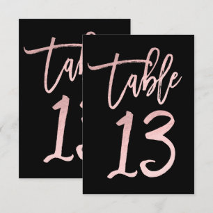 Rose Gold Pink Folie Moderne Schrift Tischzahl 13 Einladung