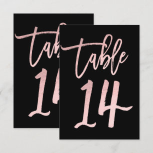 Rose Gold Pink Folie Moderne Schrift Tischzahl 14 Einladung
