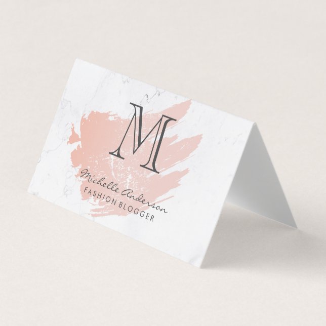 Rose Gold Pink gebürstet | Marmor | Klassisches Mo Visitenkarten (Vorderseite)