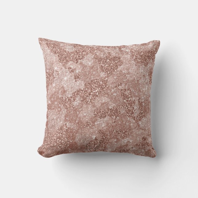 Rose Gold Pink Glam Camouflage Camouflage Kissen (Vorderseite)