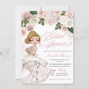 Rose Gold Pink Glam Girl Bridal Dusche Einladung