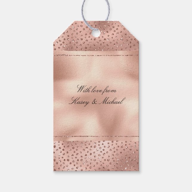 Rose Gold Pink Glam Glitzer Dots Geschenkanhänger (Vorderseite)