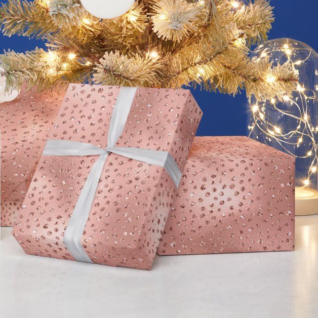 Rose Gold Pink Glam Glitzer Dots Geschenkpapier (Feiertage)