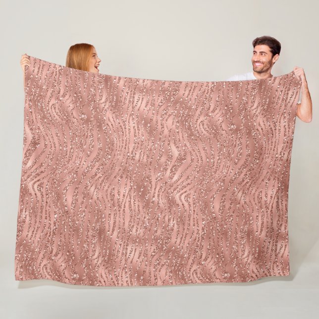 Rose Gold Pink Glam Glitzer Zebra Print      Fleecedecke (Beispiel)