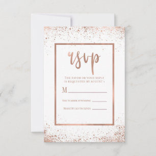 Rose Gold Pink Glam Moderner Chic Hochzeit RSVP Karte