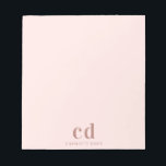 Rose gold pink glam monogram minimalalalist notizblock<br><div class="desc">Pink background. Personalize and add your name and monogram initials. Dark rose gold colored letters.</div>