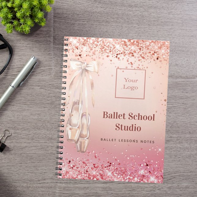 Rose gold pink glitter dance school logo journal notizblock (Von Creator hochgeladen)