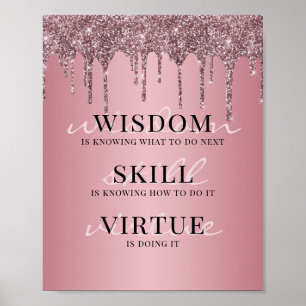 Rose Gold Pink Glitter Tropfen Motivationszitat Poster