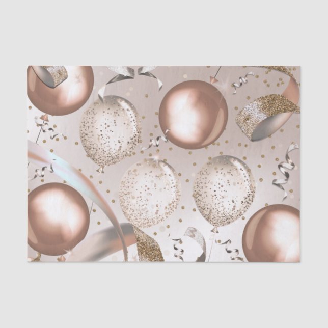 Rose Gold Pink & Glitzer Balloons Sweet 16 Party Seidenpapier (Vorderseite)