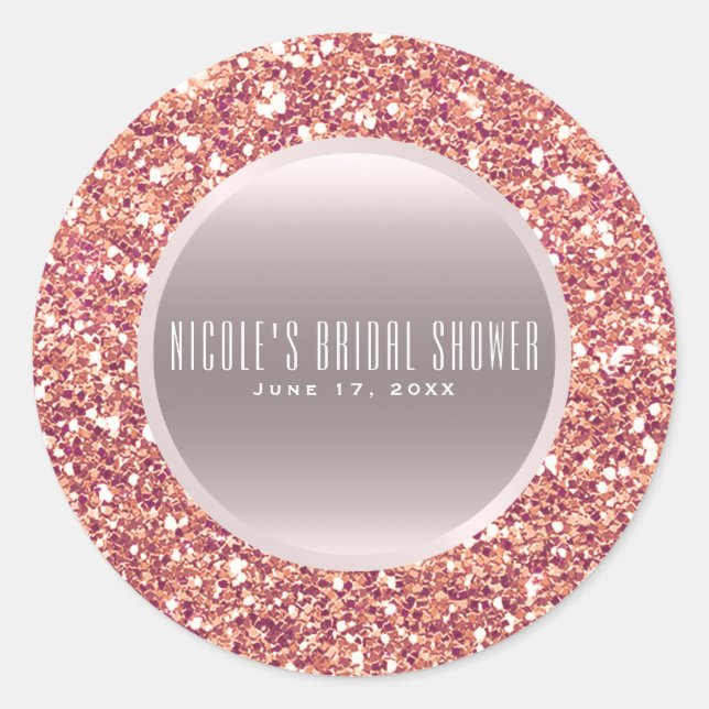 Rose Gold Pink Glitzer Elegante Hochzeit Gefallen  Runder Aufkleber (Vorderseite)
