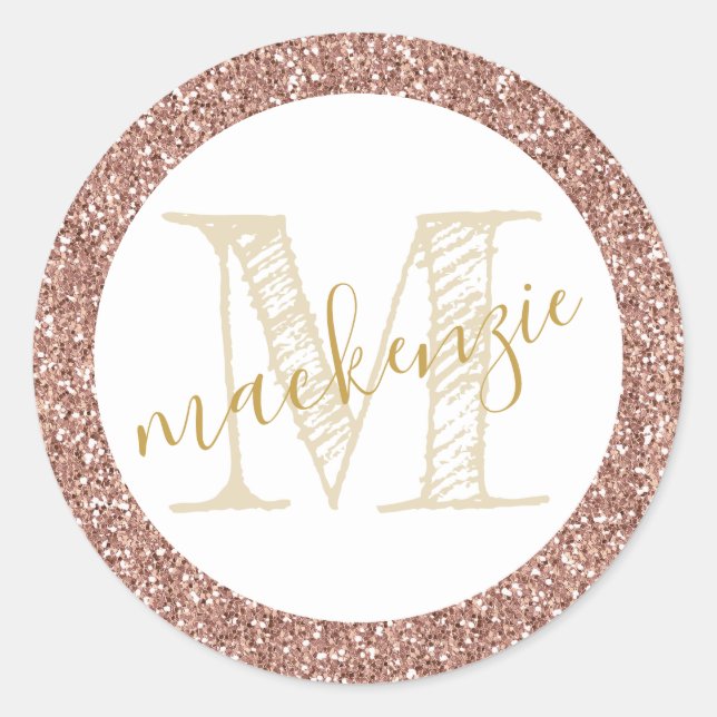 Rose Gold Pink Glitzer Erstmalige Gefälligkeitsken Runder Aufkleber (Vorderseite)