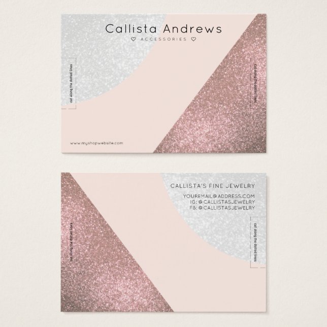 Rose Gold Pink Glitzer Geo Herzklopfen Anzeige (Vorne & Hinten)