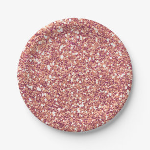 Rose Gold Pink Glitzer Glam Custom Party Pappteller