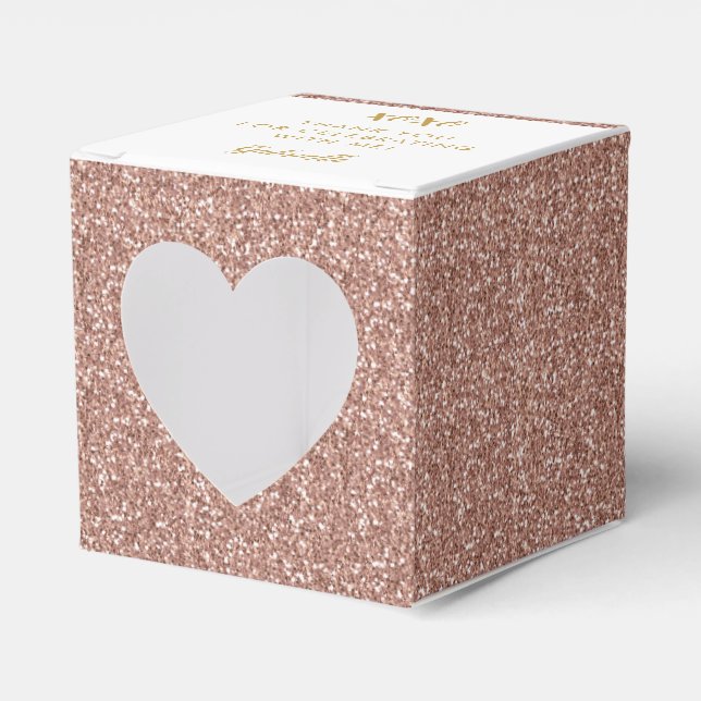 Rose Gold Pink Glitzer Herz XOXO Vielen Dank Party Geschenkschachtel (Vorderseite)