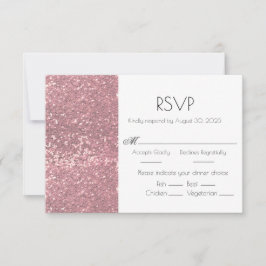 Rose Gold Pink Glitzer Hochzeit RSVP-Karte RSVP Karte