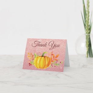 Rose Gold Pink Glitzer Pumpkin Fall Danke Karte