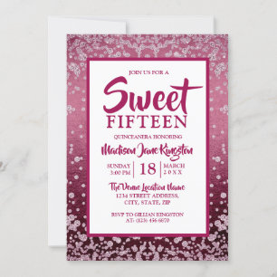 Rose Gold Pink Glitzer Quinceanera Sweet 15 einlad Einladung